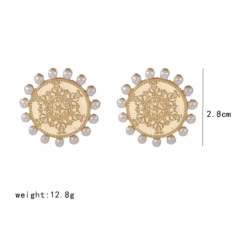 New Alloy Coin Earrings With Round Deer Head Pattern Earrings Wholesale display picture 2