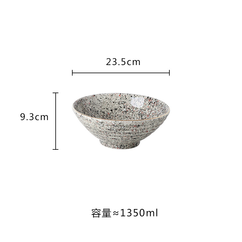Horno de estilo japonés Flor de lluvia esmalte tazón de fideos de cerámica tazón de ensalada de frutas borde dorado mármol sombrero de paja tazón cubo tazón de sopa grande