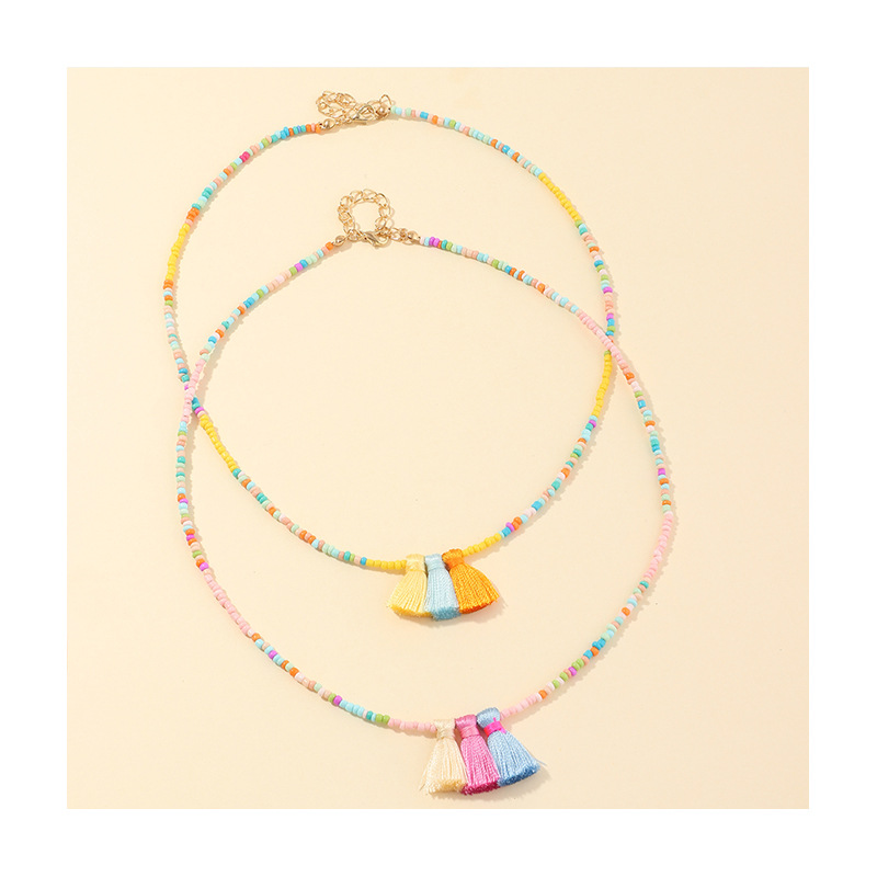 Hot-selling Popular Bohemian Style Handmade Colorful Rice Beads Tassel Necklaces Wholesale display picture 5