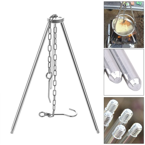 Amazon aluminum alloy outdoor campfire tripod 3-section camping supplies portable hanging pot picnic barbecue stand