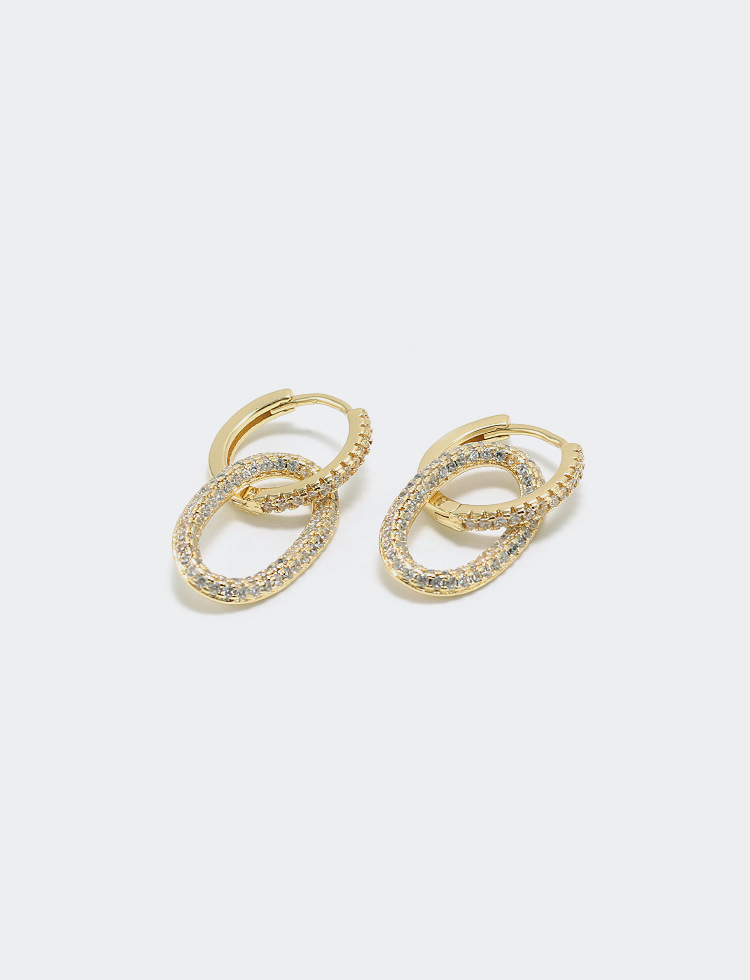 Fashion Zircon O-shaped Earrings Wholesale display picture 3
