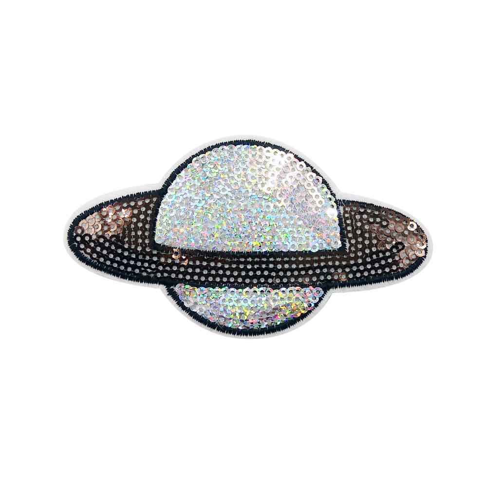 卫星地球仪星球图案 闪亮珠片绣花章 衣裤箱包鞋装饰辅料工厂直供