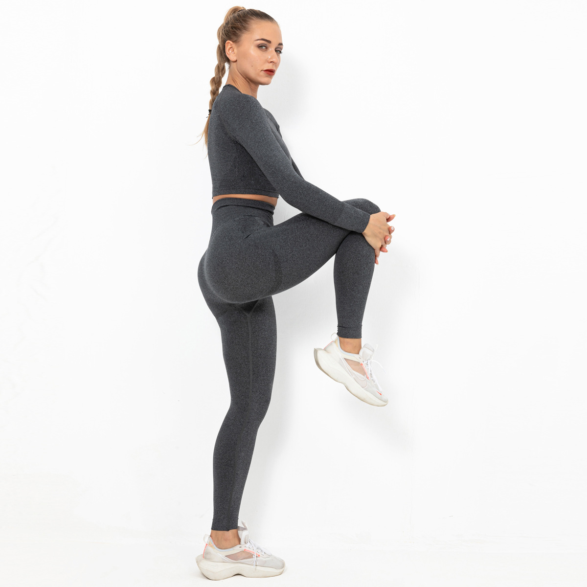 seamless knittedtight elastic hip fitness sports suit NSLX9030