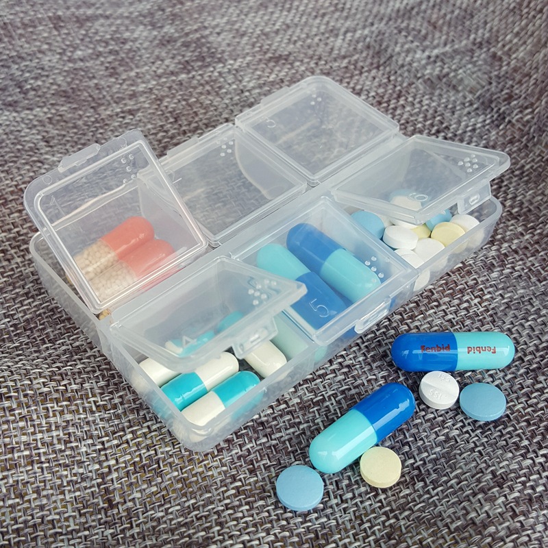 迷你分装药片小盒子 便携6格分格小药盒放药盒储药盒吃药盒药物盒