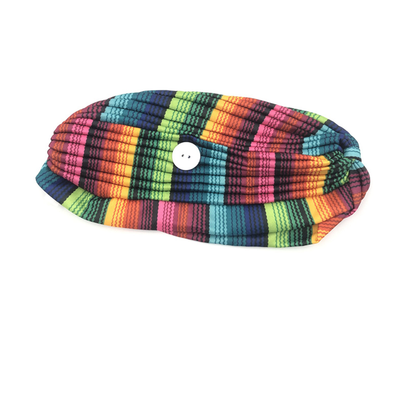 The New Fashion Colorful Stripe Fabric Headband Button Anti-le Hairband Wholesale display picture 18