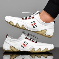 20218男鞋春季新款潮流韓版軟底豆豆鞋白色男士休閒皮鞋子