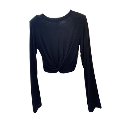 Design sense irregular cross hem long sleeve T-shirt women's spring and autumn new ins base coat top women's wholesale