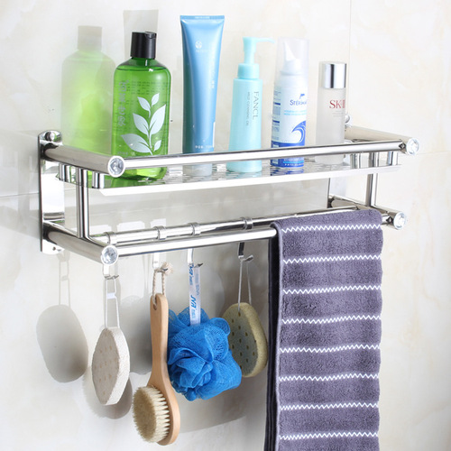 Factory direct sales stainless steel toilet thickened towel rack bathroom towel rack bathroom storage rack no punching