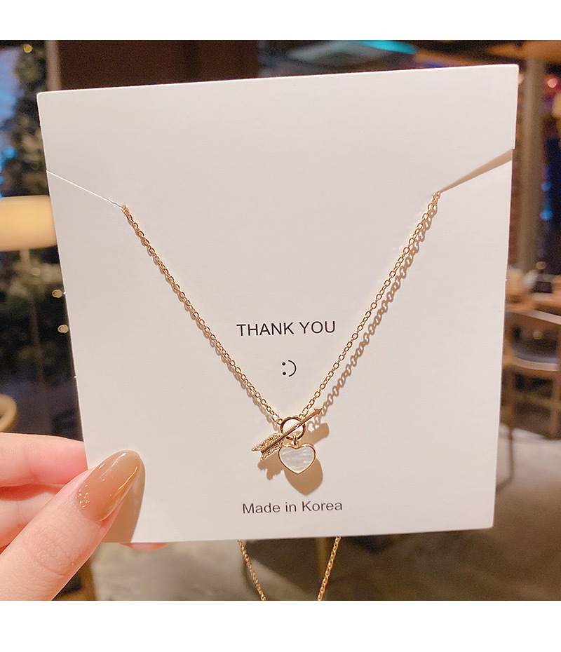 Korean Exquisite Tide One Arrow Through The Heart Necklace Titanium Steel Simple Heart Clavicle Chain display picture 3