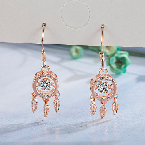 Japanese and Korean version of the forest style literary and artistic dream catcher earrings for women, dream catcher ear hooks, literary and artistic Internet celebrity earrings and earrings