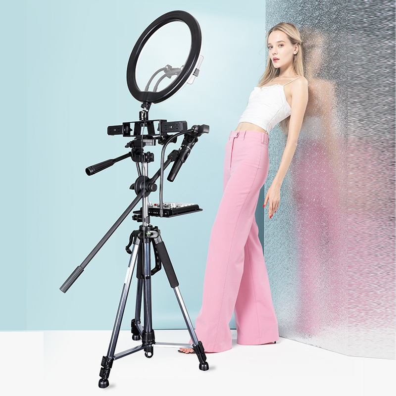 customized High-end mobile phone live broadcast Bracket Seat Beauty fill-in light Bracket multi-function camera tripod