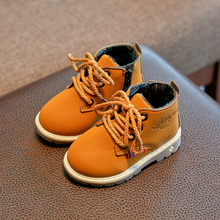 2021年1-3-5歲秋冬季兒童加棉小黃靴保暖低筒馬丁靴側拉鏈童單靴6