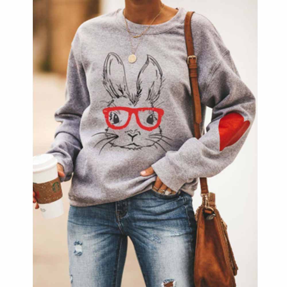 2025 rabbit glasses love print women's sweater independent station women's sweater