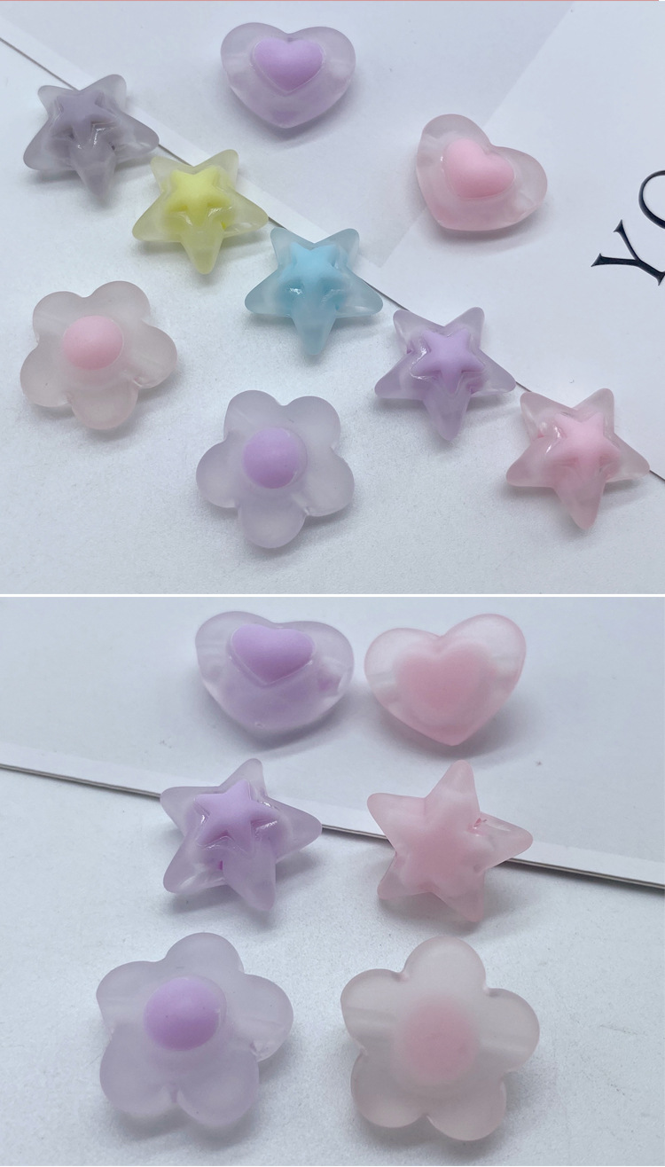 简约清新通孔磨砂蛋黄珠 diy儿童发饰制作橡皮筋配饰亚克力饰品详情图7