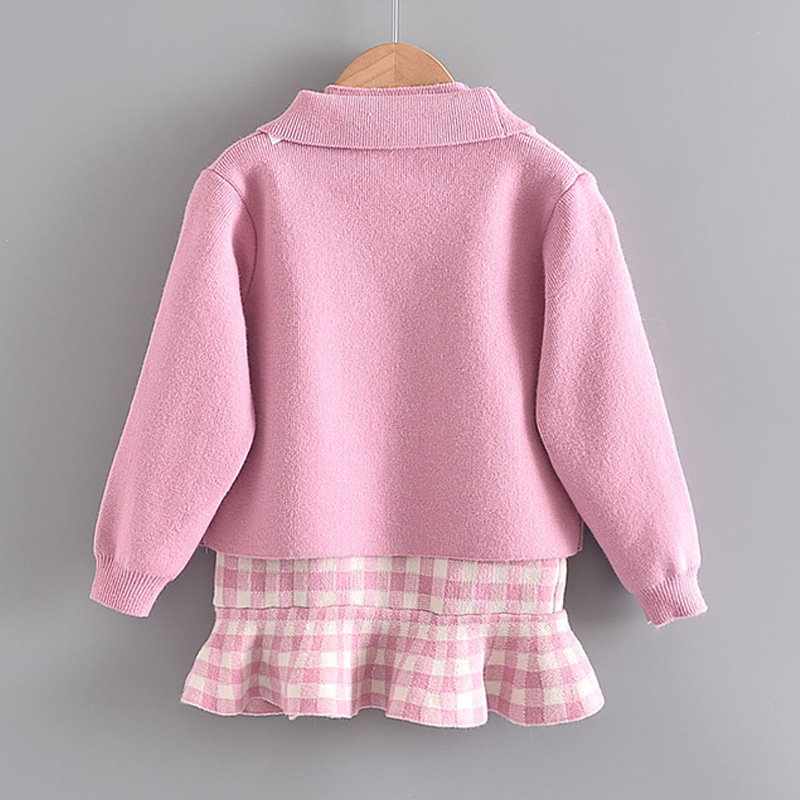 2020 New Baby Girl Sweater Suit Korean Version Children's Spring And Autumn Knitted Sweater Children's Wool Cardigan Two-piece Skirt