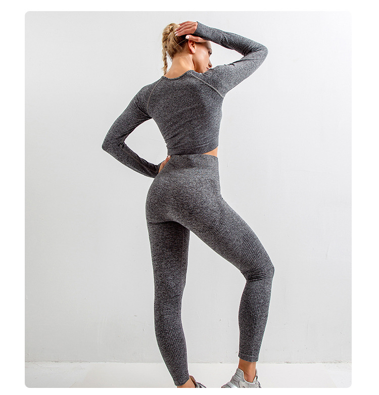 2/3/5PCS Seamless Women Yoga Set Workout Sportswear Gym Clothing Fitness Long Sleeve Crop Top High Waist Leggings Sports Suits