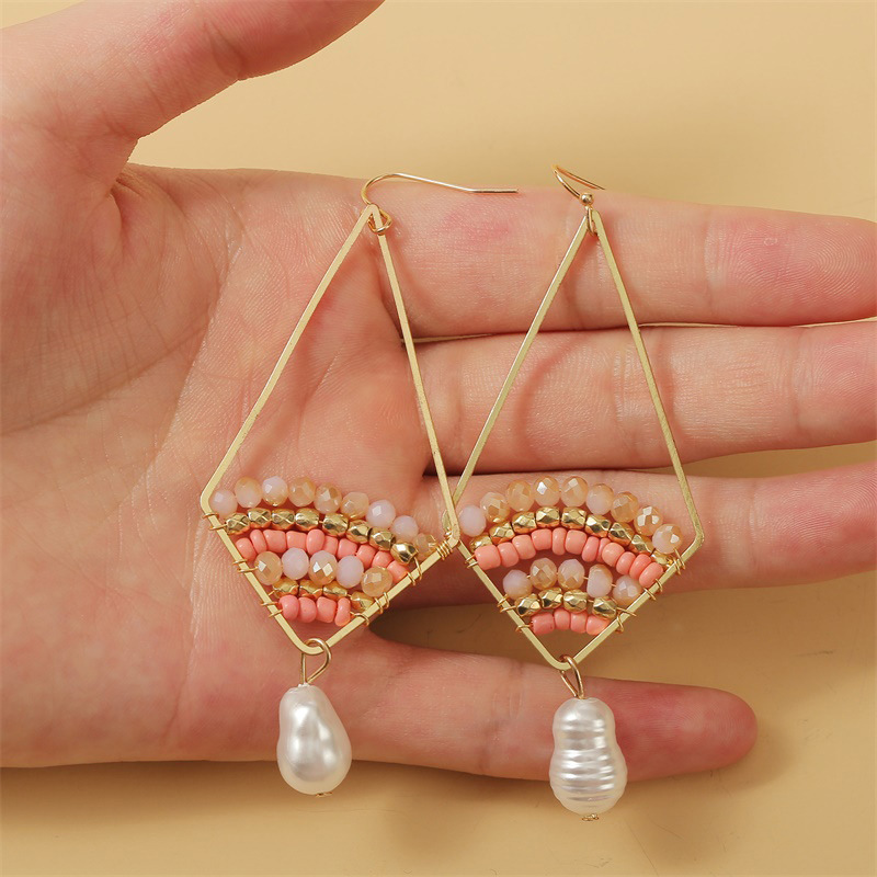 Bohemian Shell Hand-woven Rice Bead Earrings  Creative Round Earrings Jewelry Nihaojewelry Wholesale display picture 5