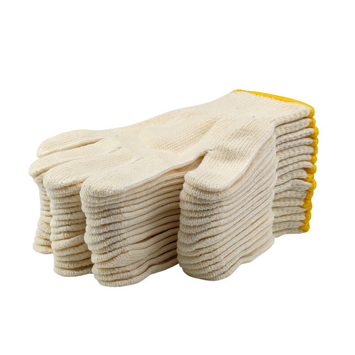 Factory direct sales cotton gloves labor protection men's wear-resistant work anti-slip breathable industrial work thickened thread gloves
