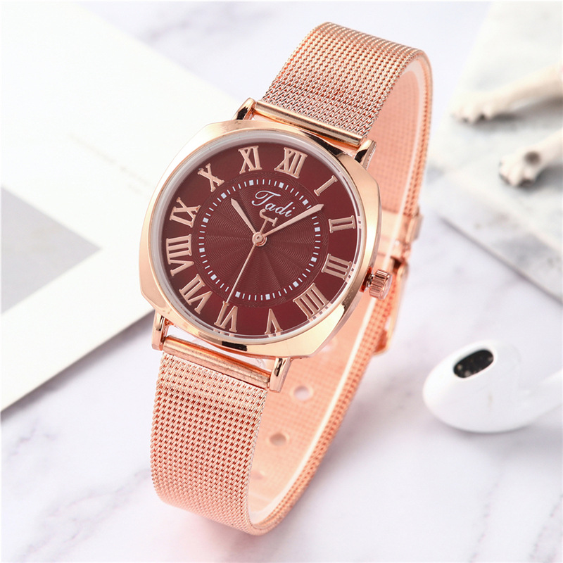 New Starry Sky Sparkling Pink Square Large dial Simple Lazy Mila Alloy Mesh Belt Women's Quartz Watch_voghion.com