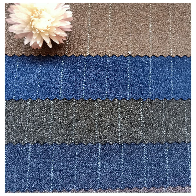 现货供应1.3间距TR乱麻弹力条纹布套装工作服西装面料质感挺阔