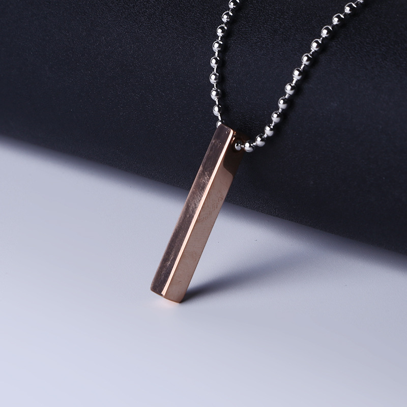 Stainless steel Three-dimensional long column titanium steel pendant lettering sweater necklace keychain laser advertising logo gift