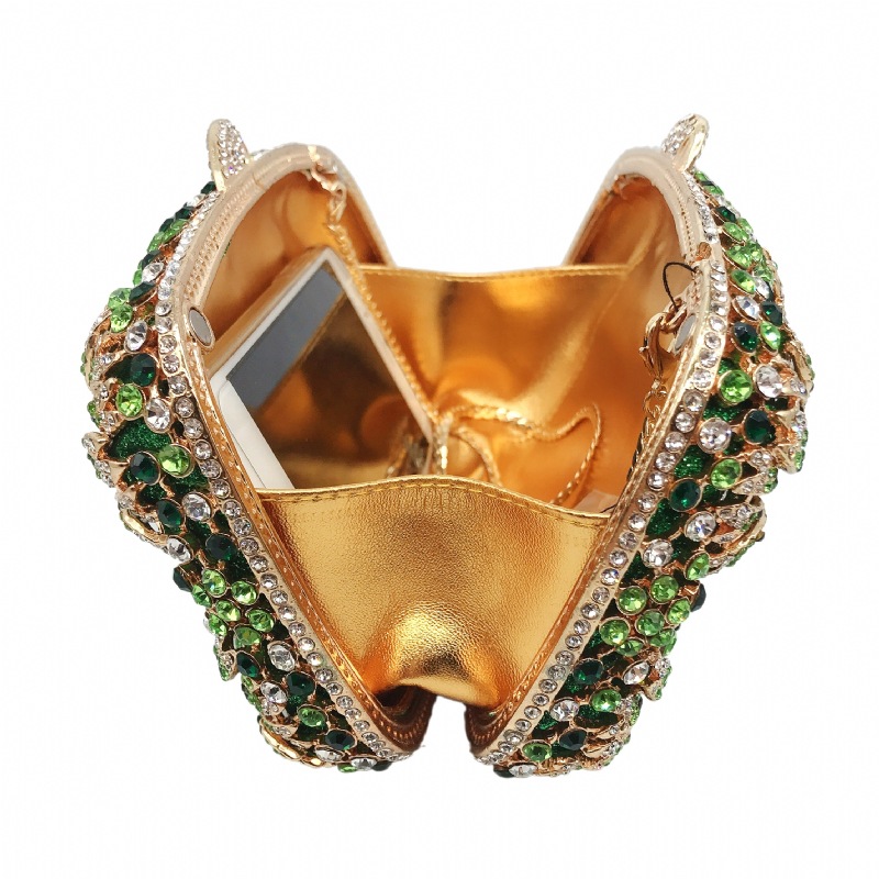 Túi clutch nữ đính đá kim loại cầm tay dự tiệc 17.5x5x11 cm — Màu đỏ, Màu tím, Màu xanh lá, Màu xanh lam chi tiết 25
