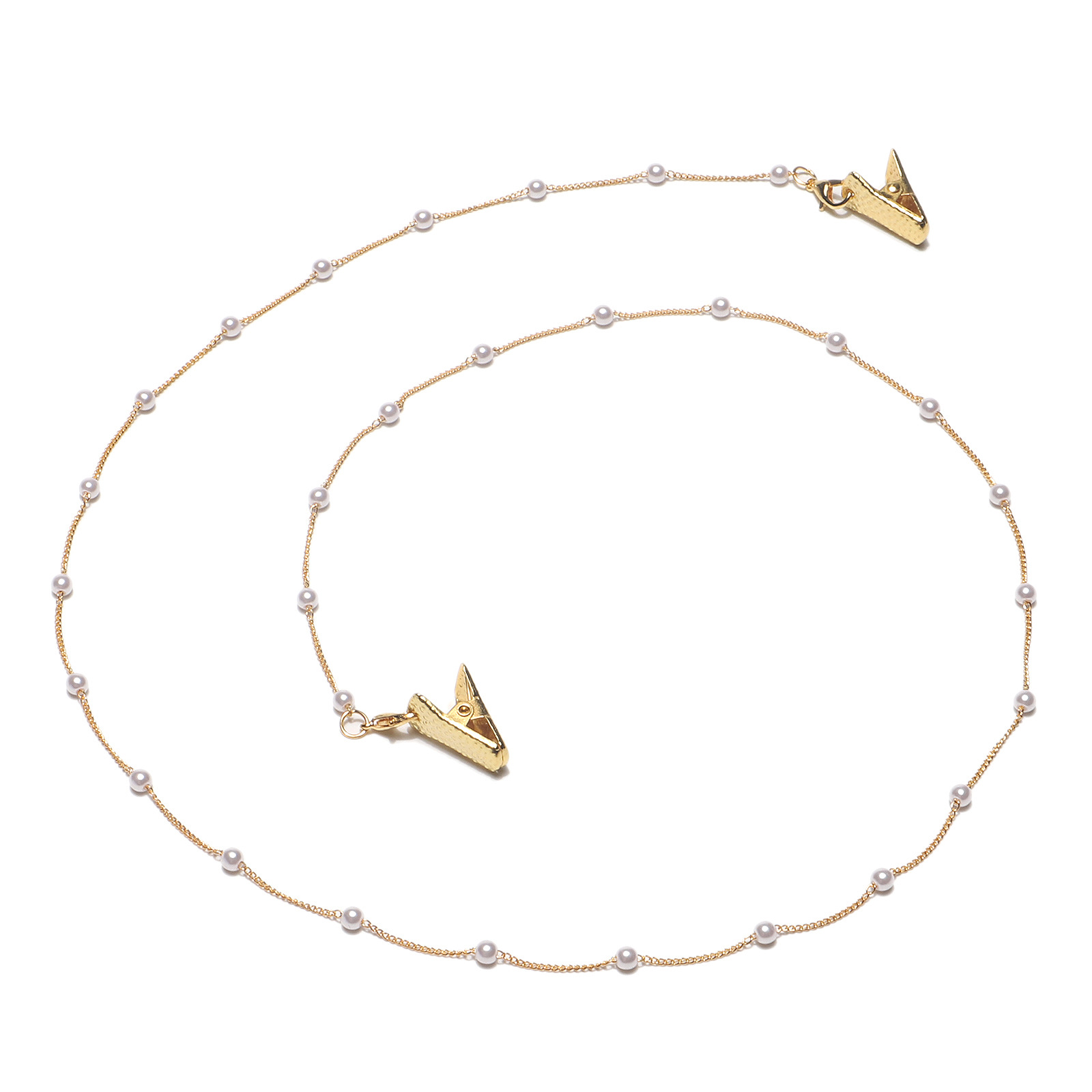 15g Weight Metal Material Gold, Silver Color Alligator Clip Pearl Handmade Glasses Chain Dual-use Fashion Glasses Rope 2