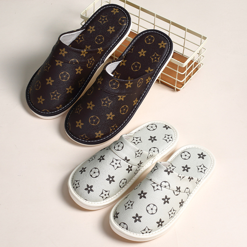 大牌家居北欧时尚网红皮拖鞋春秋季家用情侣室内包头拖鞋男女防滑|ms