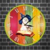 Cross -border creative modern minimalist pet cat hanging clock magic hat cat colorful acrylic Roman numeral hanging clock