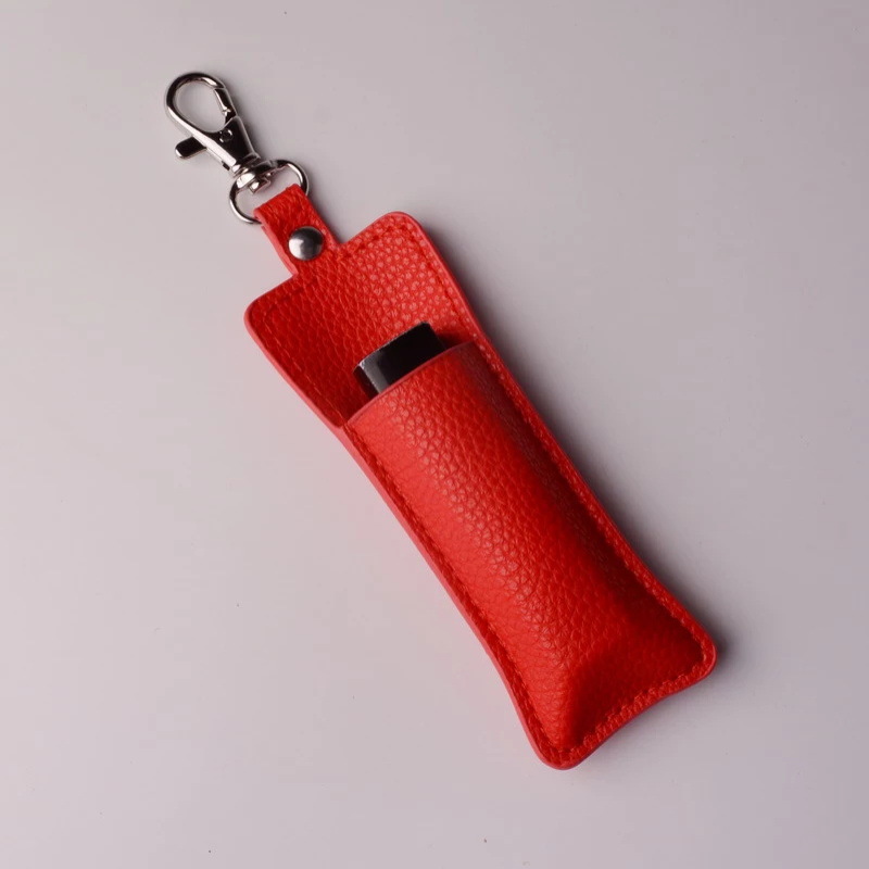 廠家直供便攜鑰匙扣PU唇膏皮套簡約收納袋保護唇彩皮套口紅收納包