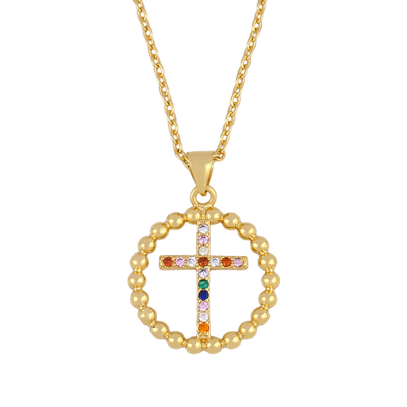 Fashion Virgin Mary Necklace 18k Gold Plated Cross Necklace Female Zircon Necklace display picture 3