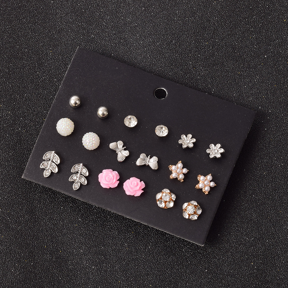 Fashion Flower Earrings 9 Pairs Set display picture 2