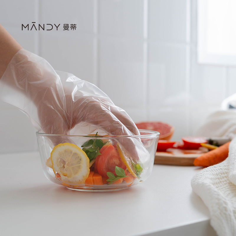 Disposable PE Gloves Transparent Thickened Film Oil-Proof Gloves Lobster Catering Boxed Removable Food Gloves