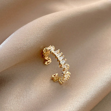 Fashion Flower Copper Rings Plating Zircon Copper Rings