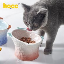 hocc幼貓碗陶瓷小貓食具保護頸椎吃飯盆貓糧貓咪碗彩魚系列