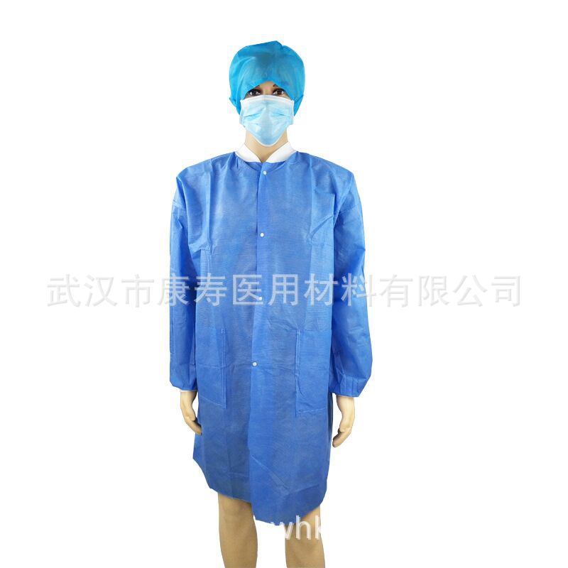 一次性PP防护服 实验室带口袋防尘工作服 无纺布连体式隔离衣批发