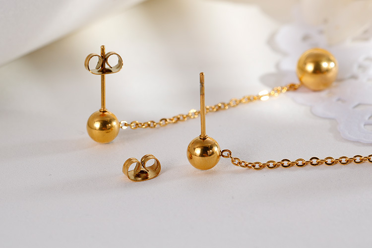 Japanese And Korean Temperamental Fashion Size Steel Ball Rose Gold Stud Earrings Female Fashionmonger Personalized Chain Wear Steel Ball Earrings Mixed Batch display picture 10