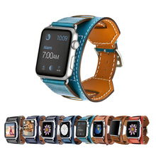 适用于Apple iwatch表带爱马仕日字扣手镯护腕表带头层牛皮手表带