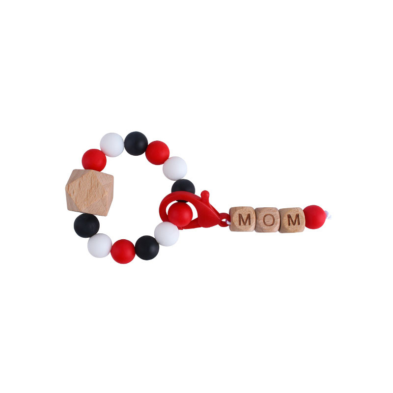 Nueva DIY creativo mamá langosta hebilla colgante de haya octogonal pulsera mordedor traje infantil silicona teether palo