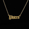 Glossy accessory, zodiac signs stainless steel with letters, necklace, pendant, chain for key bag 