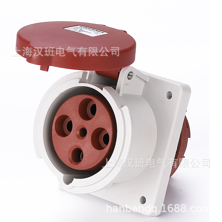 斜插式插座4孔电源插座63A4芯插座暗装工业插座电机插座工业