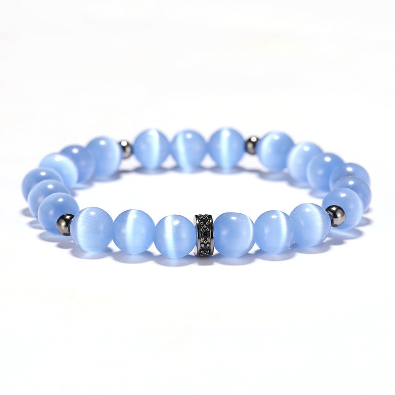 2pcs yoga meditation bracelets hand chain for unisex Crystal blue opal yoga bracelet Simple women's beaded bracelet