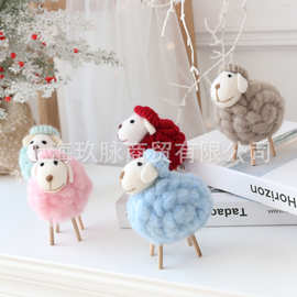 跨境圣诞羊毛毡桌面摆件 装饰可爱小羊摆件圣诞节装饰品礼物
