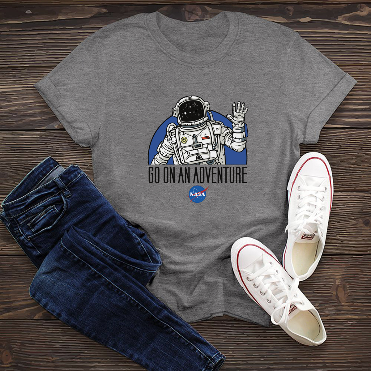 comfortable short-sleeved T-shirt dark nasa space series NSSN389