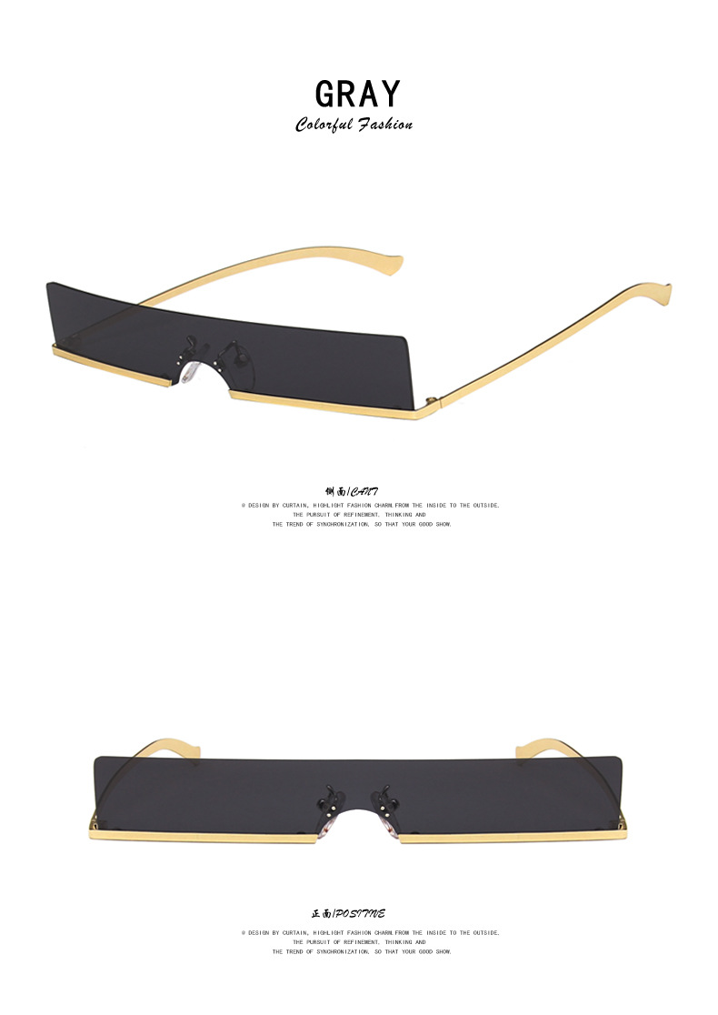 Narrow Frame Sunglasses Metal  New Trendy Women's Small Square Sunglasses Sunglasses Punk European And American Concave Shape display picture 7
