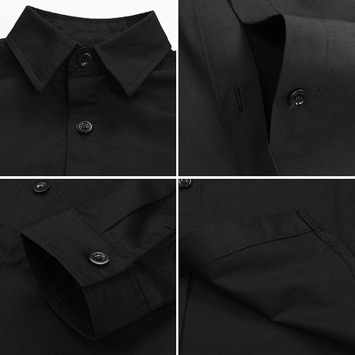 Boy's Shirt Stage Costume Children's Shirt Boy's Black Shirt Kids Long Sleeve Shirt for Middle Childhood
