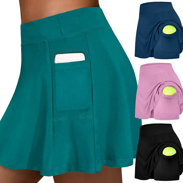 Cross-border European and American Women's Casual Short Pants Skirt Pocket Sports Fitness Running Yoga Tennis Skirt Skirt Spot