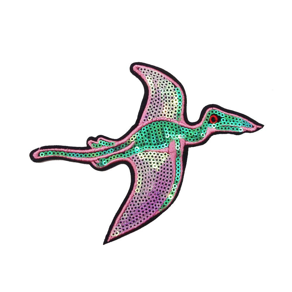 强大厂家专业订制 恐龙翼龙闪亮珠片绣花章 服装背包装饰布贴辅料