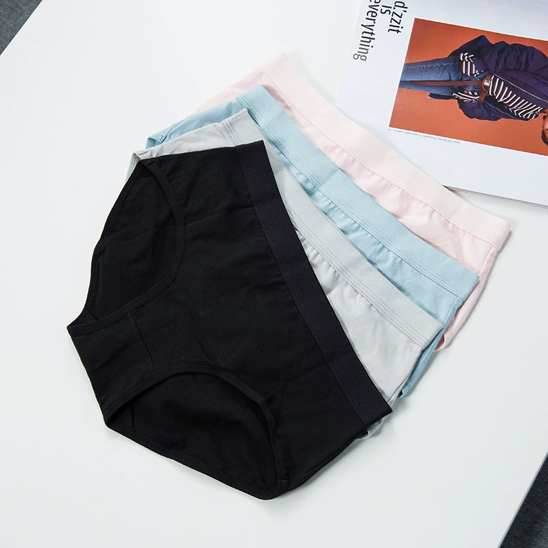 Нижнее белье из чистого хлопка в японском стиле без принта, женское нижнее белье, простые однотонные дышащие трусы, физиологические леггинсы