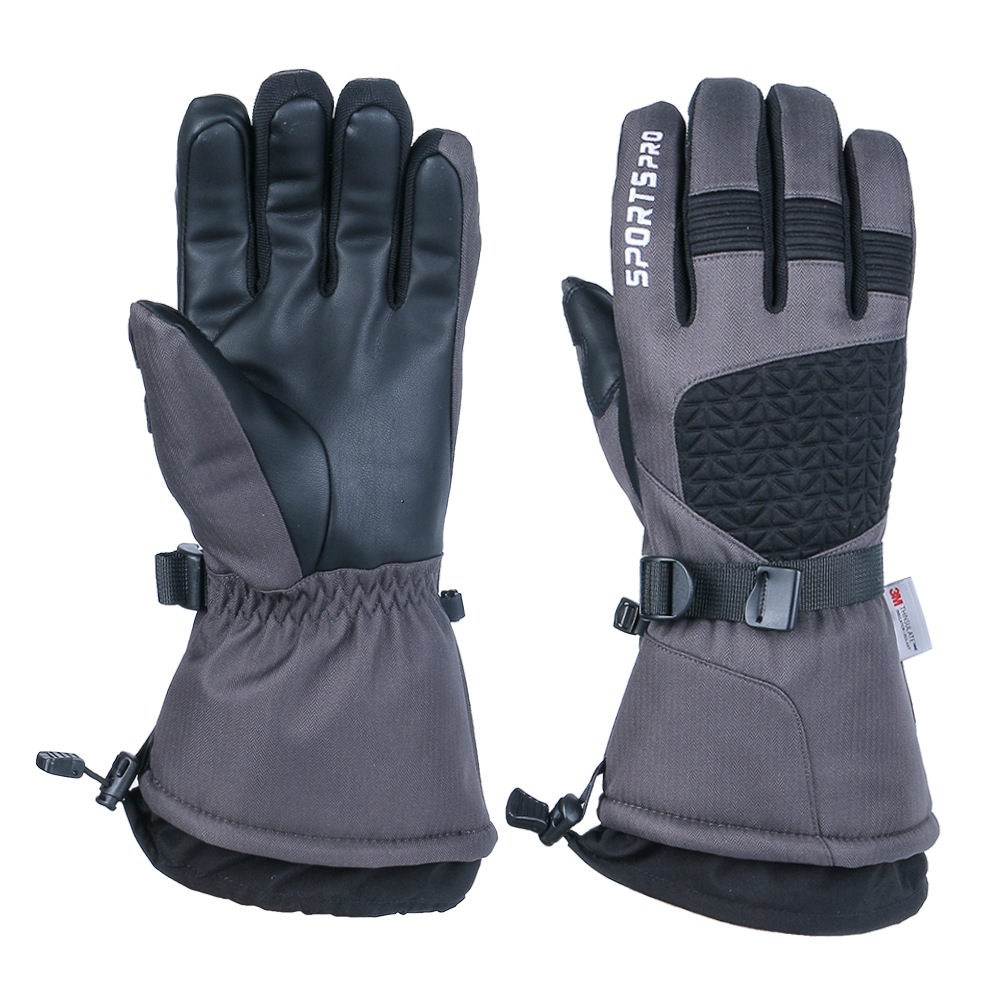 冬季保暖滑雪手套加厚防風(fēng)防水全指黑色加絨登山戶外騎行運動觸屏